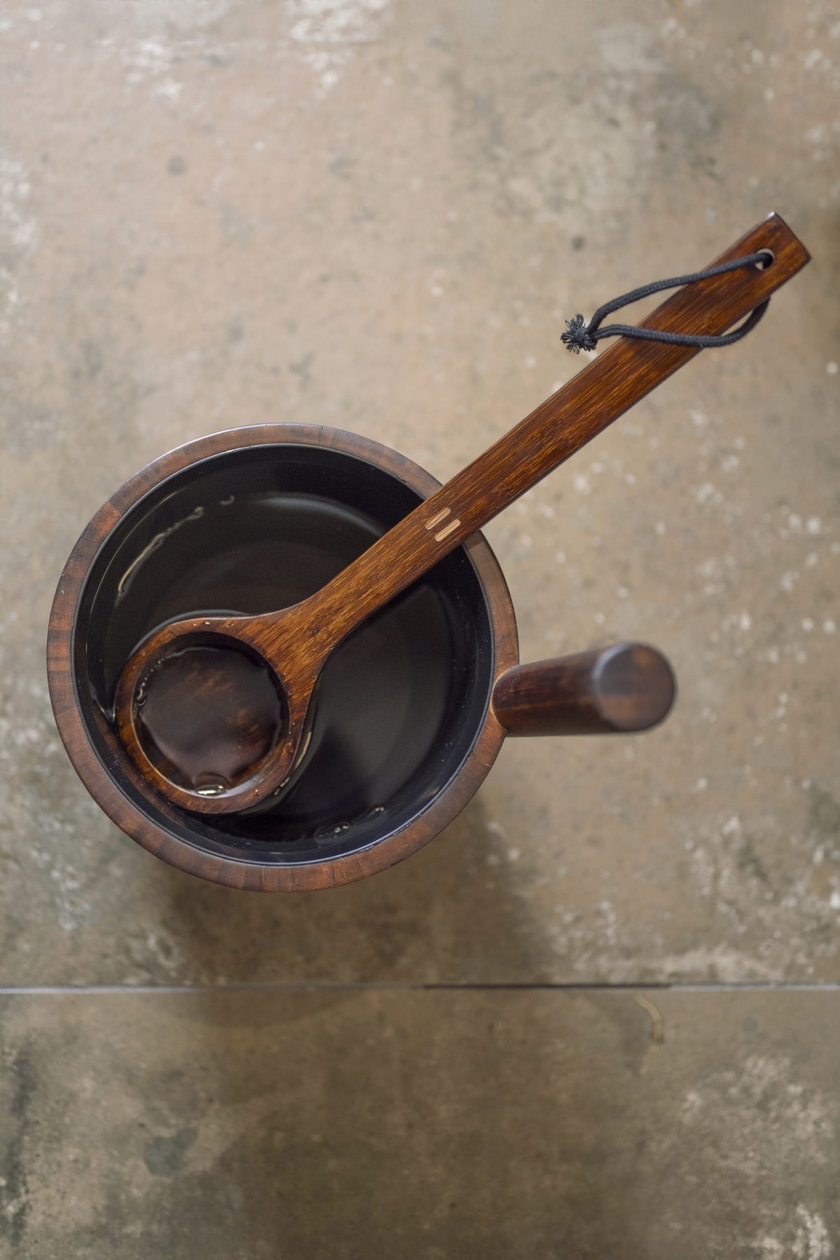 Rento Bamboo Straight Handle Sauna Bucket 5L - Dark Brown
