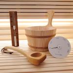 SaunaLife Sauna Headrest, Wood with Cloth Strap