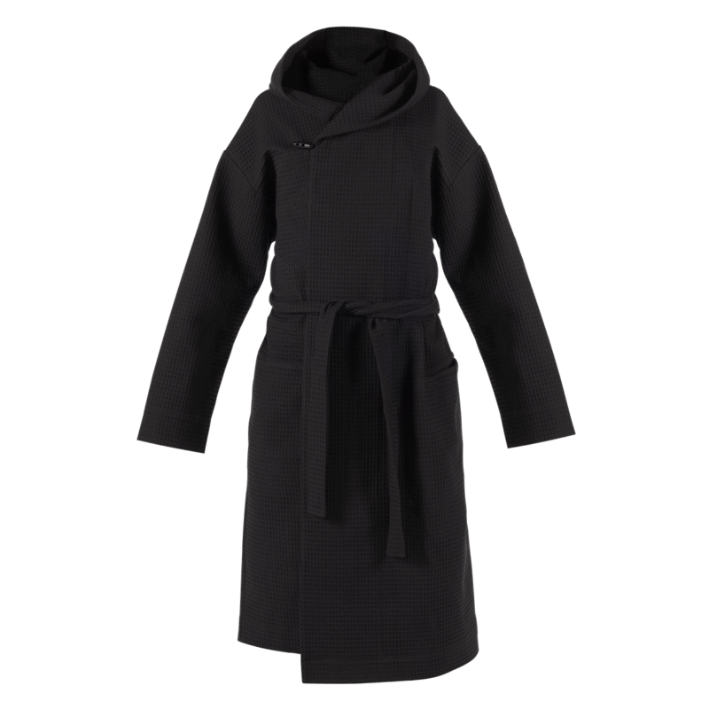 HUUM OVO Hooded Sauna Kimono Robe, Black - 01_hero.png