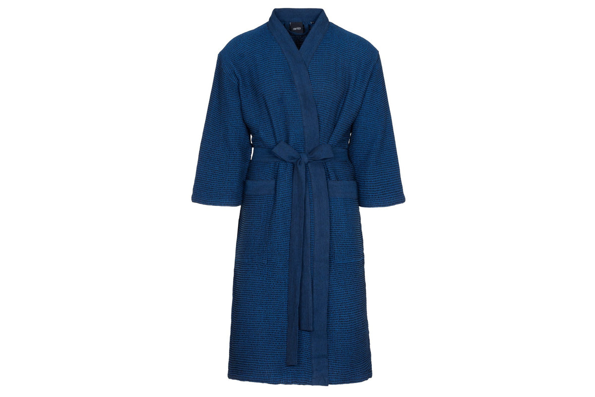 Rento Kenno Recycled Cotton Bath Robe - S/M - Dark Blue