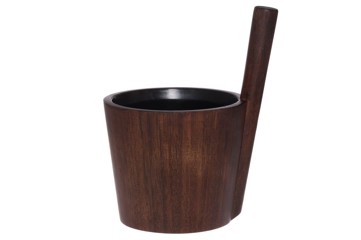 Rento Bamboo Straight Handle Sauna Bucket 5L - Dark Brown
