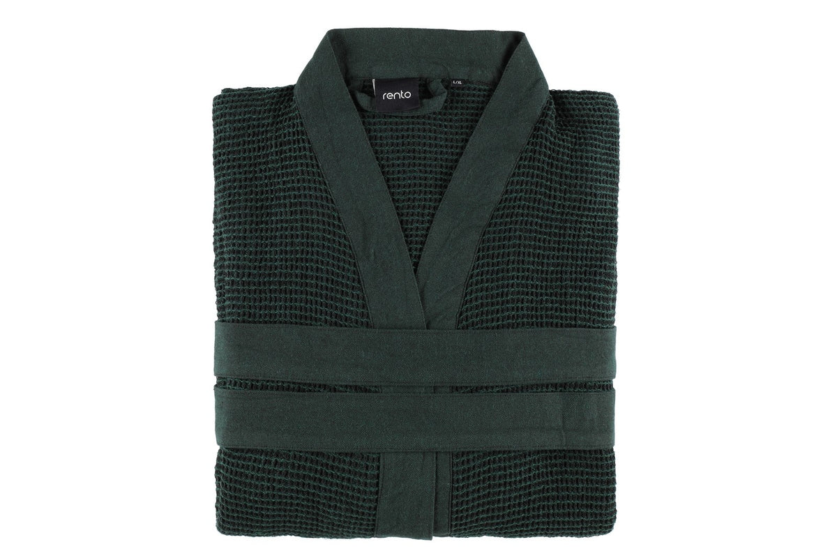 Rento Kenno Recycled Cotton Bath Robe - S/M - Dark Green