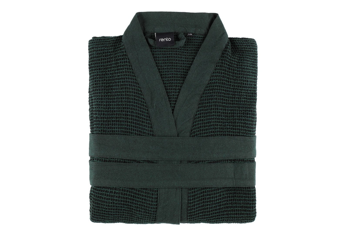 Rento Kenno Recycled Cotton Bath Robe - L/XL - Dark Green
