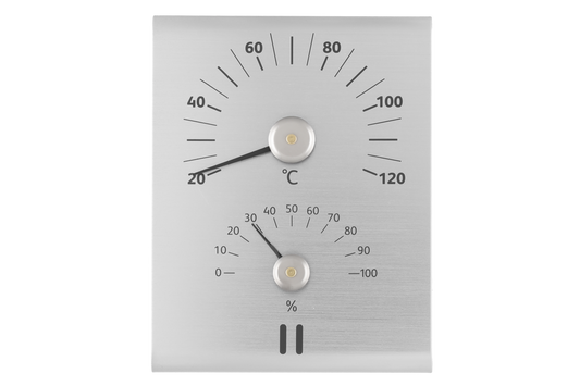 Rento Aluminum Sauna Thermometer & Hygrometer - Natural