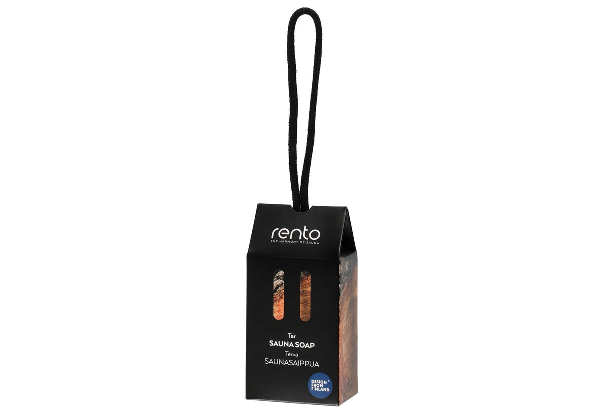 Rento Vegetable-Oil-Based Sauna Soap on Jute Cord - Wood Tar