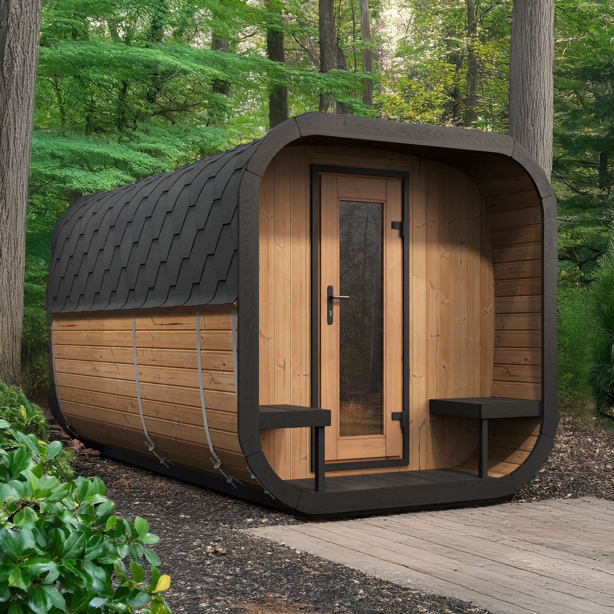 SaunaLife 8-Person Cube Series Outdoor Home Sauna Kit CL12GCP - SL-MODEL-CL12GCP