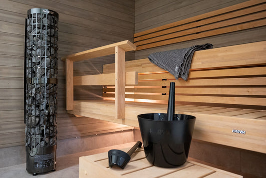 Harvia Sauna Bucket and Ladle Set, 7L & 200mL, Black - 02_lifestyle.jpg