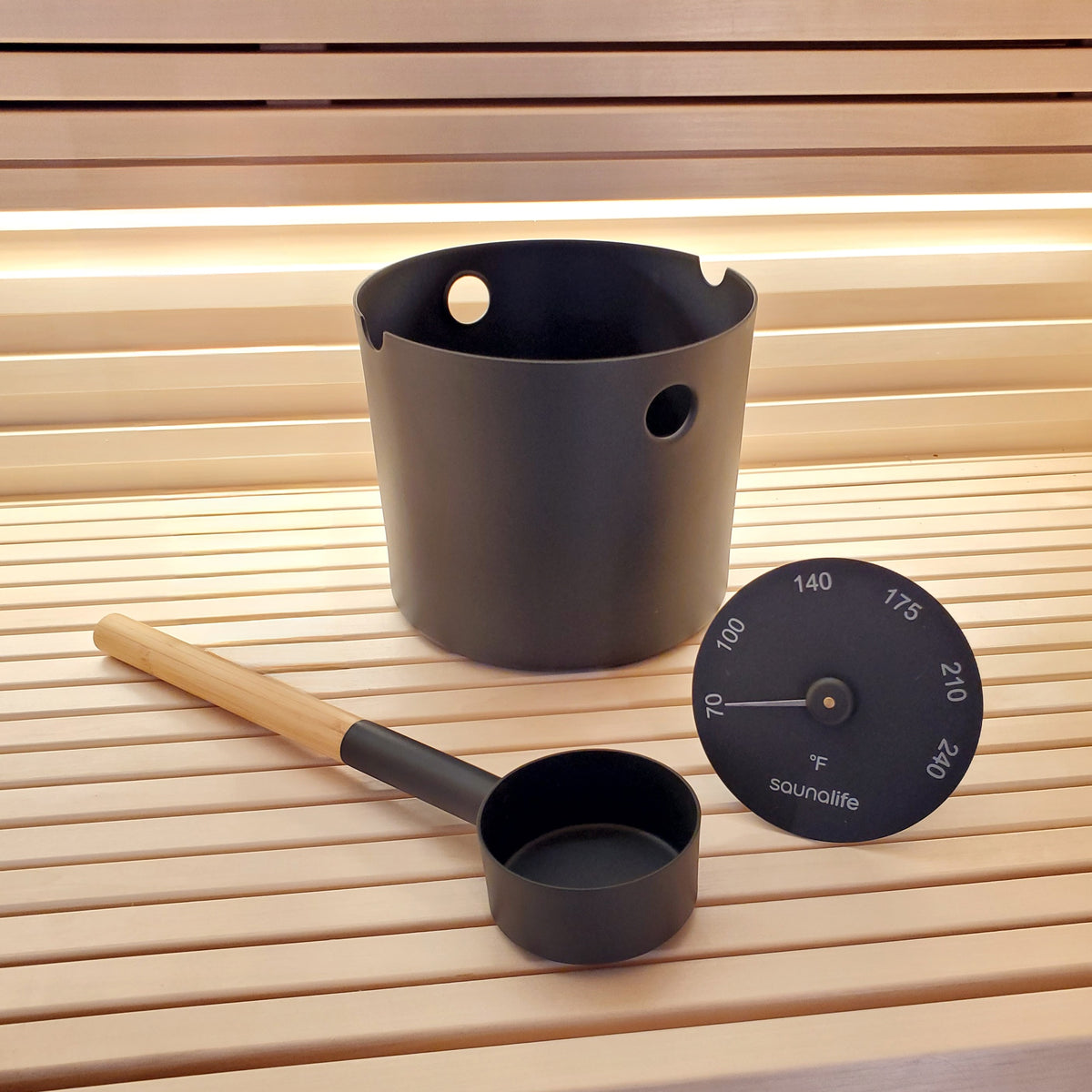SaunaLife Essentials Set 6 Aluminum Sauna Bucket and Ladle