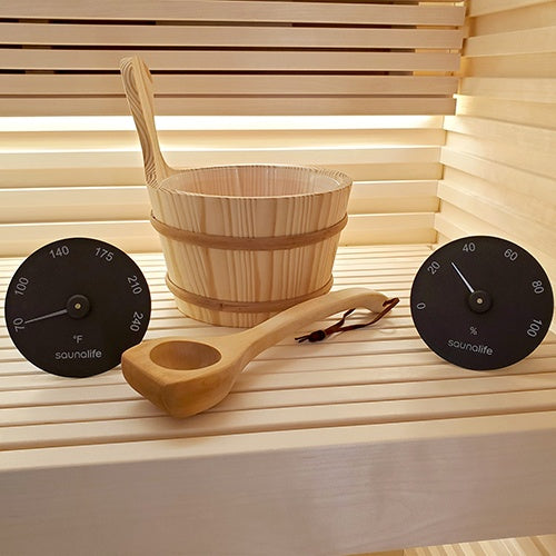 SaunaLife Essentials Set 3 Wood Sauna Bucket and Ladle