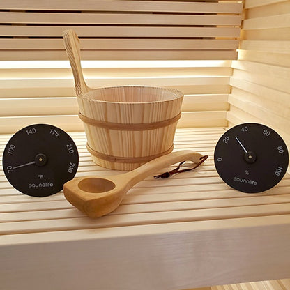 SaunaLife Essentials Set 3 Wood Sauna Bucket and Ladle