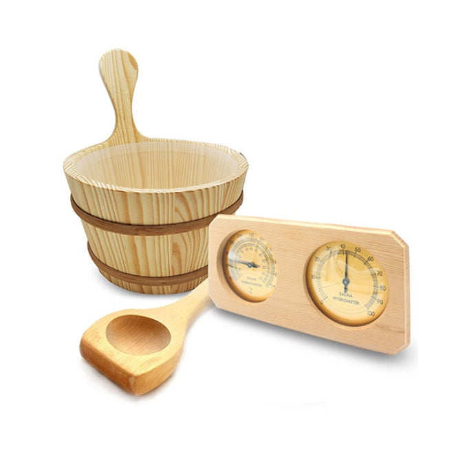 SaunaLife Essentials Set 8 Wood Sauna Bucket and Ladle