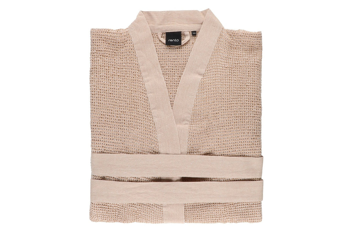 Rento Kenno Recycled Cotton Bath Robe - L/XL - Beige
