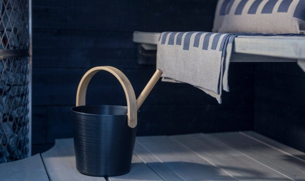 Rento Aluminum Curved Handle Sauna Bucket 5L - Black