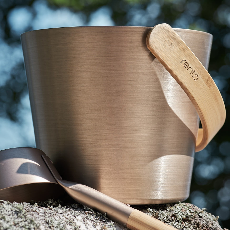 Rento Aluminum Curved Handle Sauna Bucket 5L - Champagne