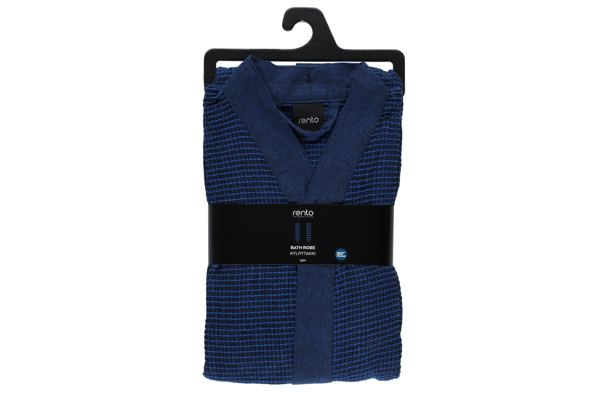 Rento Kenno Recycled Cotton Bath Robe - S/M - Dark Blue