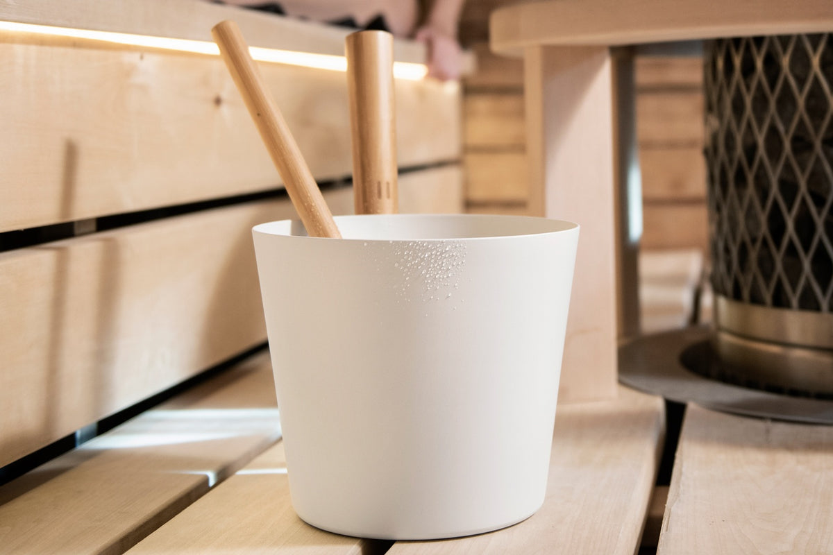 Rento Aluminum Straight Handle Sauna Bucket 5L - White