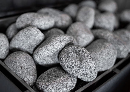 Saunum Sauna Heater Stones, Rounded Olivine, 5-10cm, 33lbs - 03_stones_water_steam.jpg