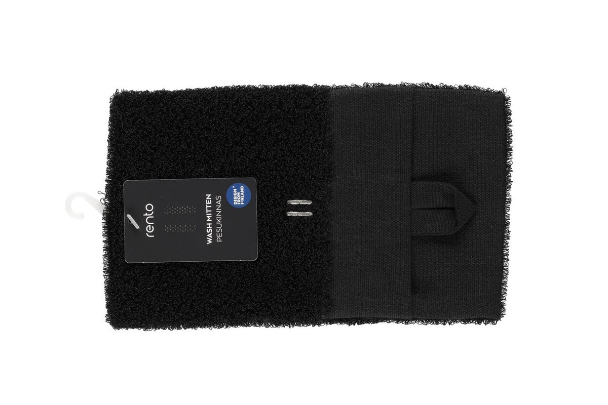 Rento Double-Lined Linen Terry Sauna Wash Mitten - Black
