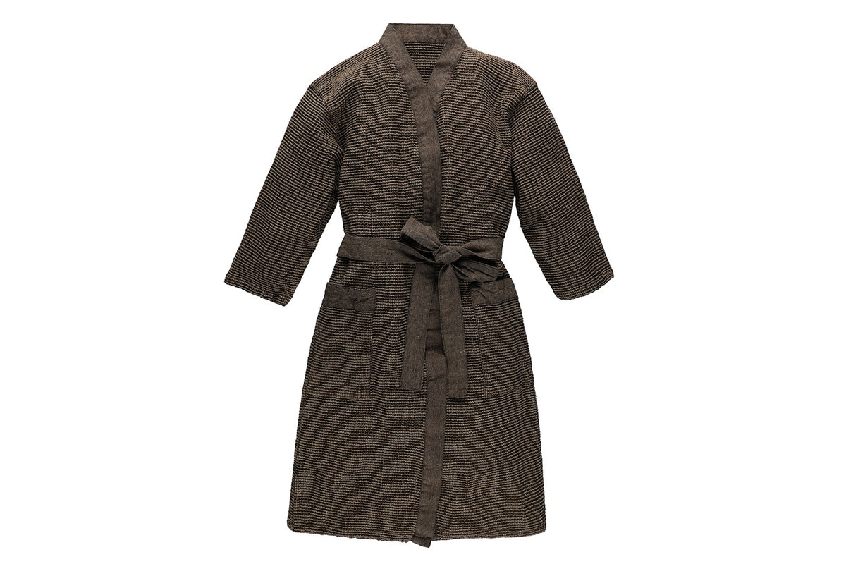 Rento Kenno Recycled Cotton Bath Robe - S/M - Brown