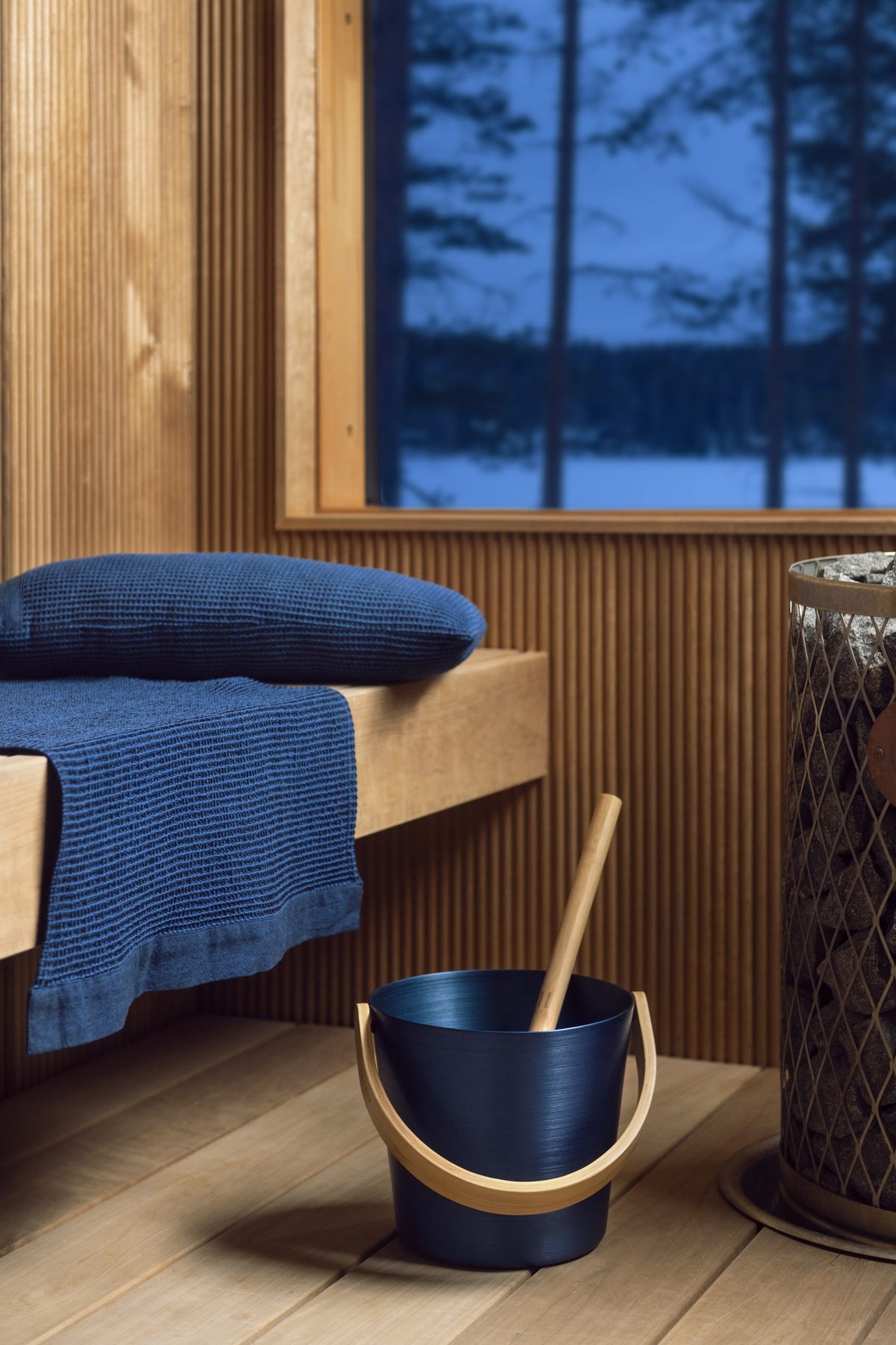 Rento Kenno Recycled Cotton Sauna Pillow 20" x 9" - Dark Blue