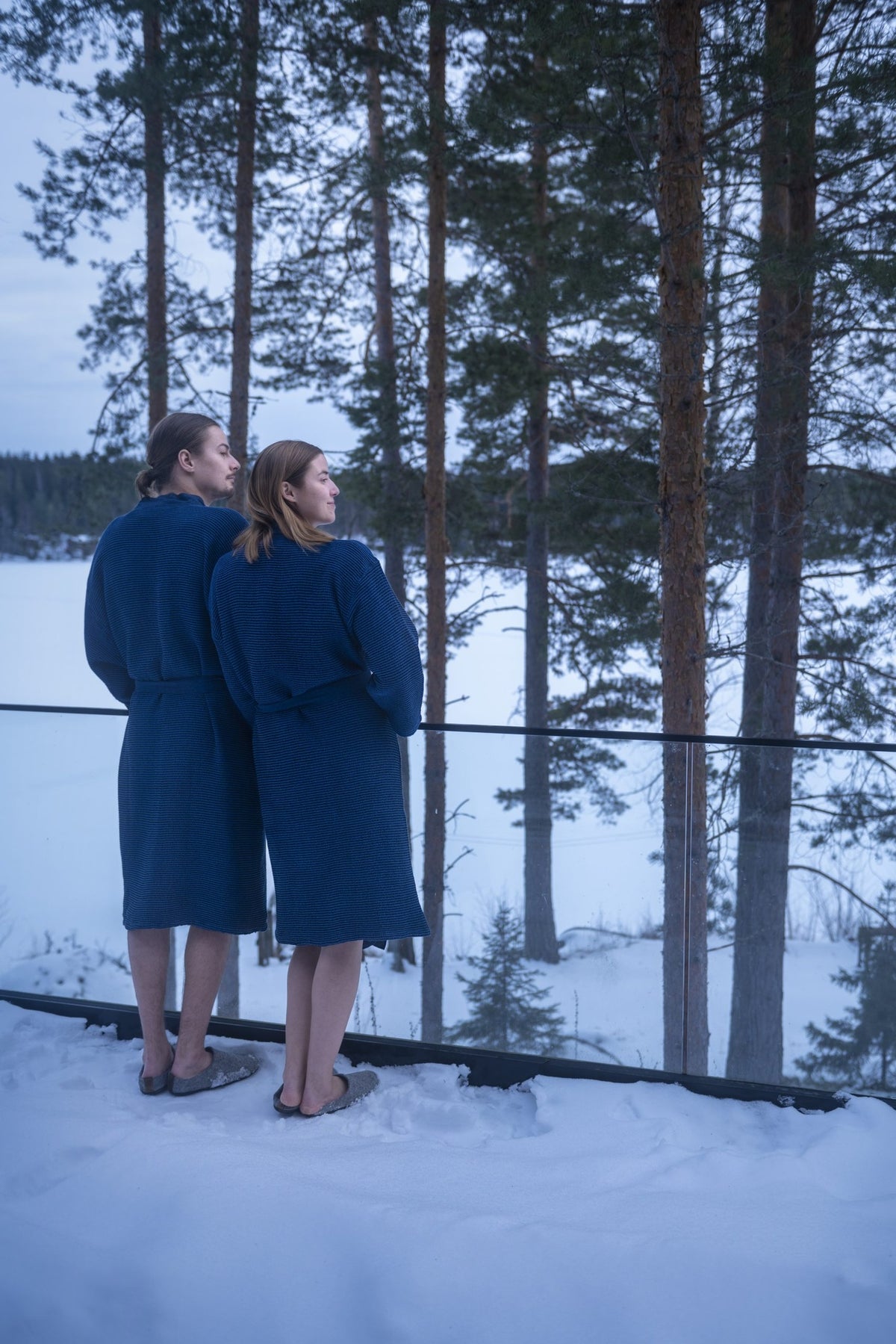 Rento Kenno Recycled Cotton Bath Robe - S/M - Dark Blue