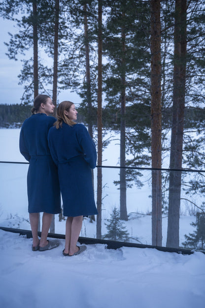 Rento Kenno Recycled Cotton Bath Robe - S/M - Dark Blue