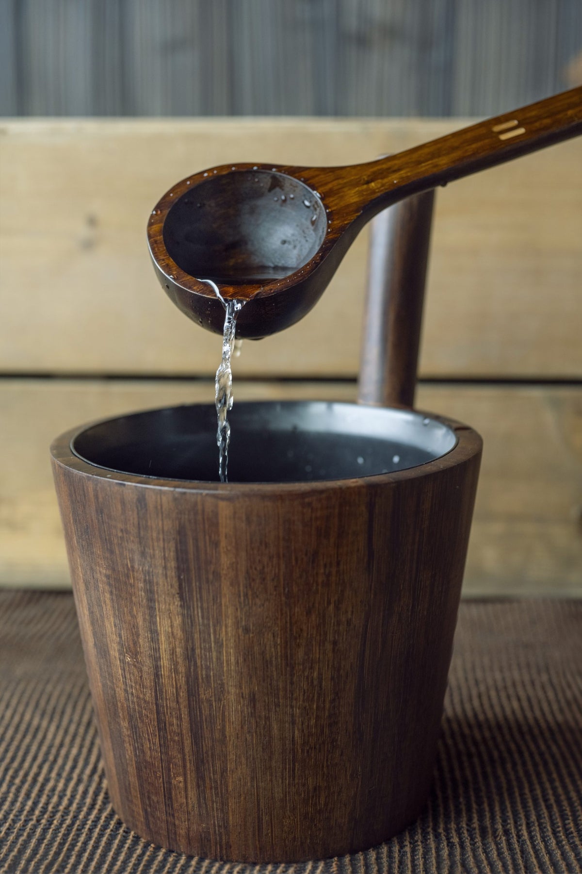 Rento Bamboo Straight Handle Sauna Bucket 5L - Dark Brown