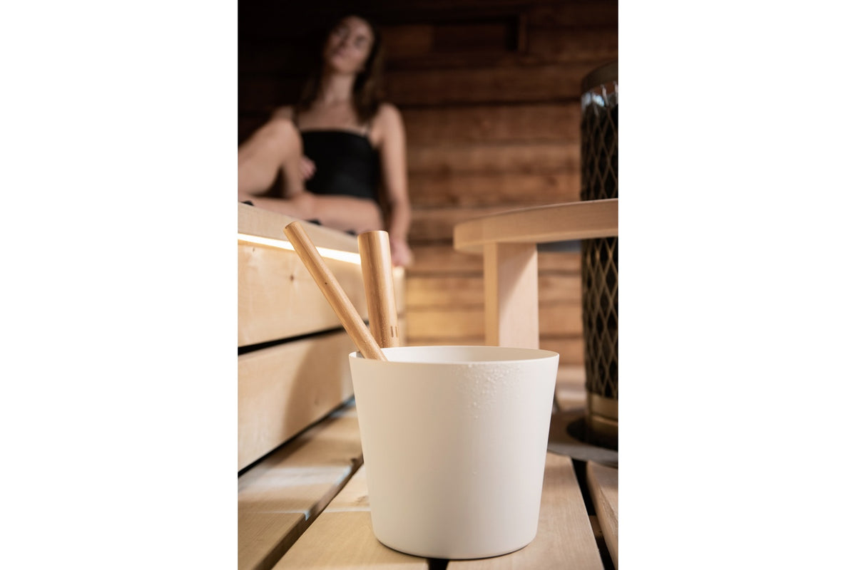 Rento Aluminum Straight Handle Sauna Bucket 5L - White