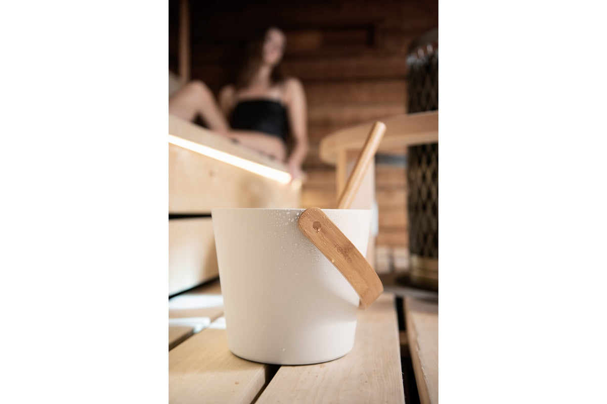 Rento Aluminum Curved Handle Sauna Bucket 5L - White