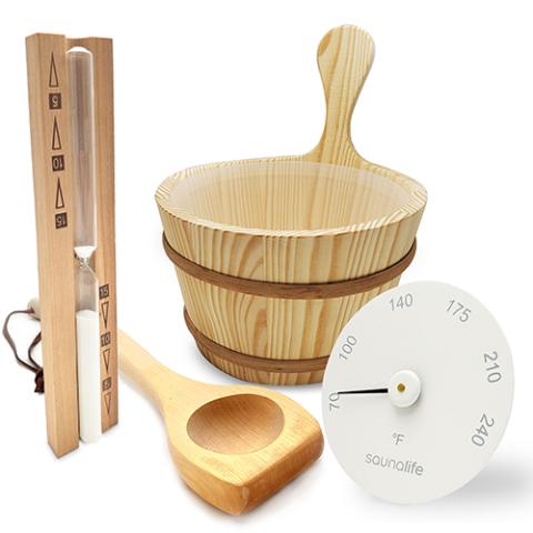 SaunaLife Essentials Set 1 Wood Sauna Bucket and Ladle